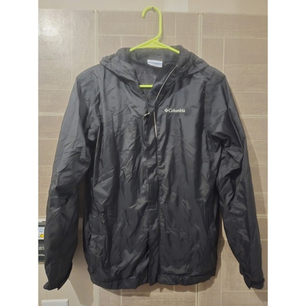 Columbia‎ Windbreaker Youth L 14/16 Black Lightweight Zip Up Hooded